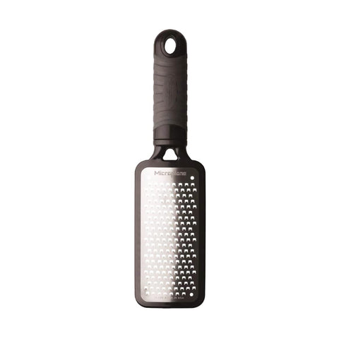 Microplane Home Series Extra Coarse Grater creates carrot spirals for vibrant salads