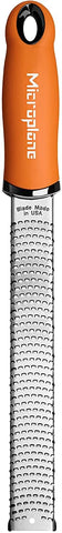 Microplane Premium Classic Zester Orange blade closeup emphasizes ultra sharp USA-made blades.