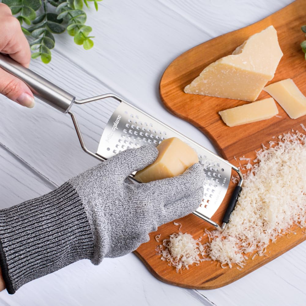 Microplane Professional Coarse Grater for coconut yields coarse flakes for desserts.