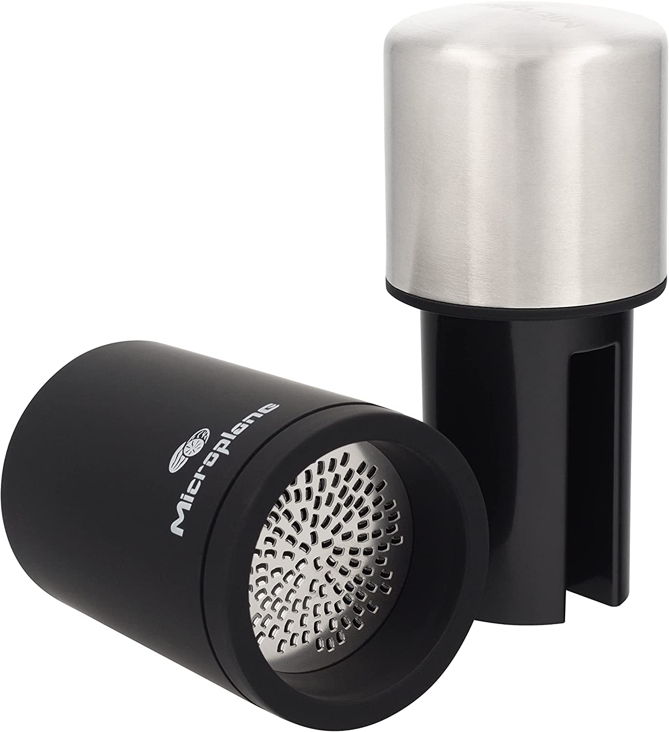 Microplane spice mill top compartment stores whole spices neatly