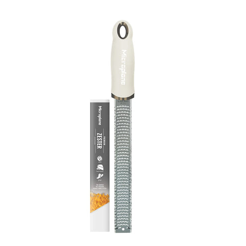 Microplane Zester Grater in Cashmere Beige for quick citrus zesting and bright flavors.