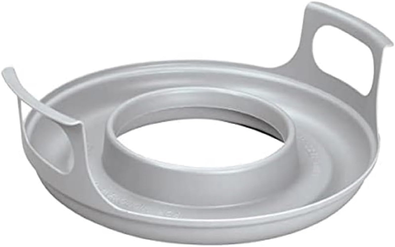 Microwave cool plate with spillover caddy and handles for safe transport.