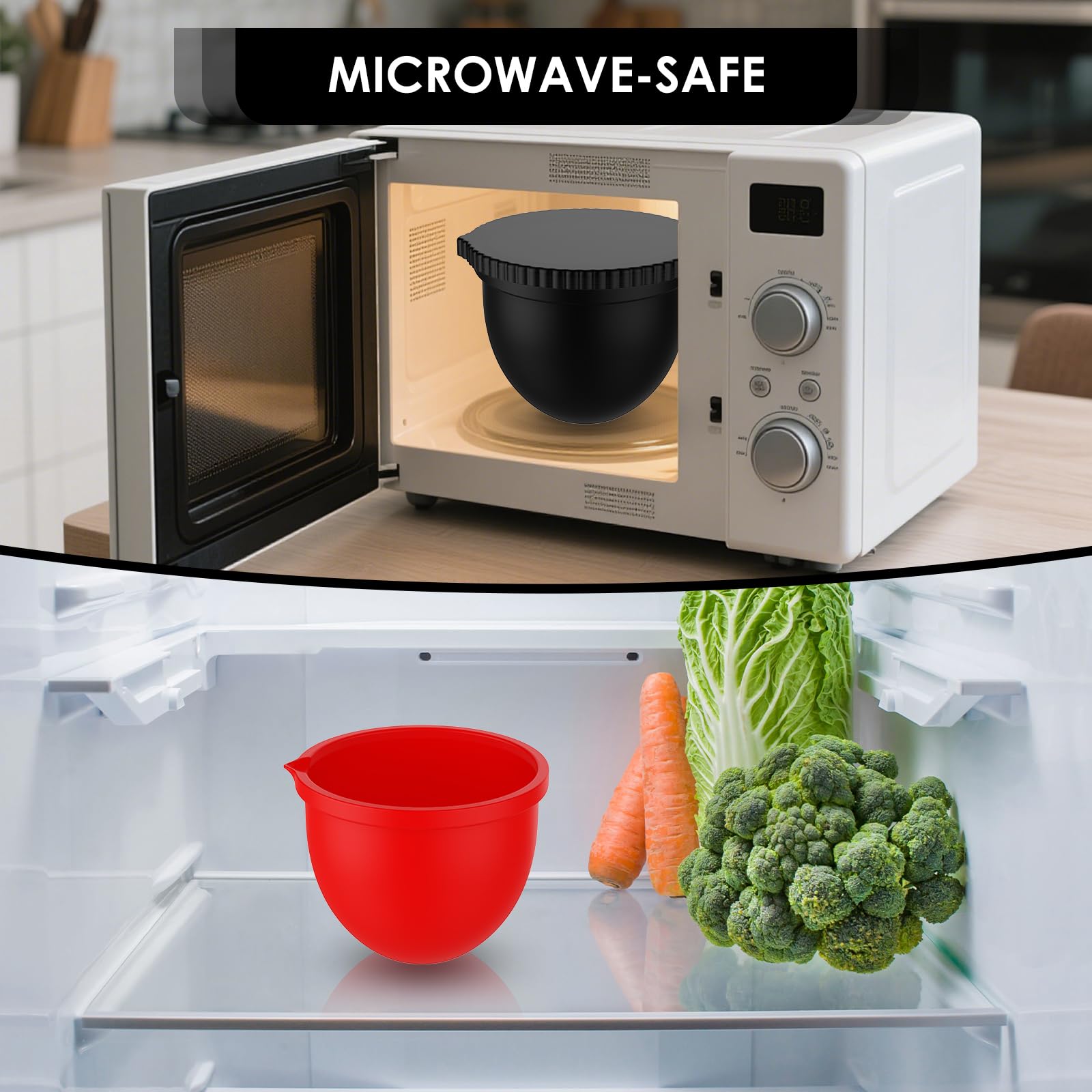 Silicone Bowl Liners for KitchenAid Tilt-Head 5 Qt microwave, freezer, and dishwasher safe.