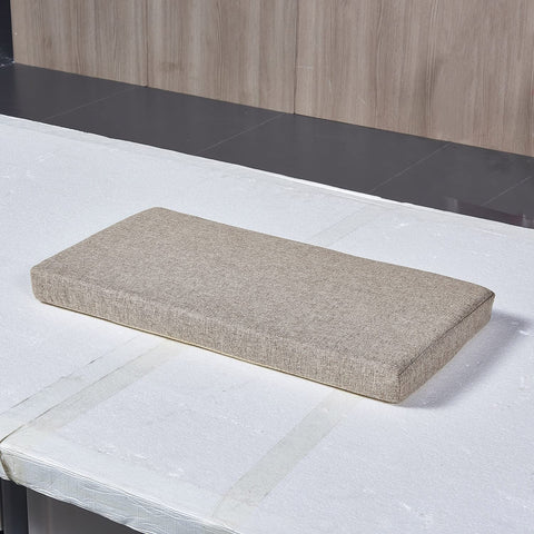 MICUSHION cushion with back ties to prevent shifting on a bench.