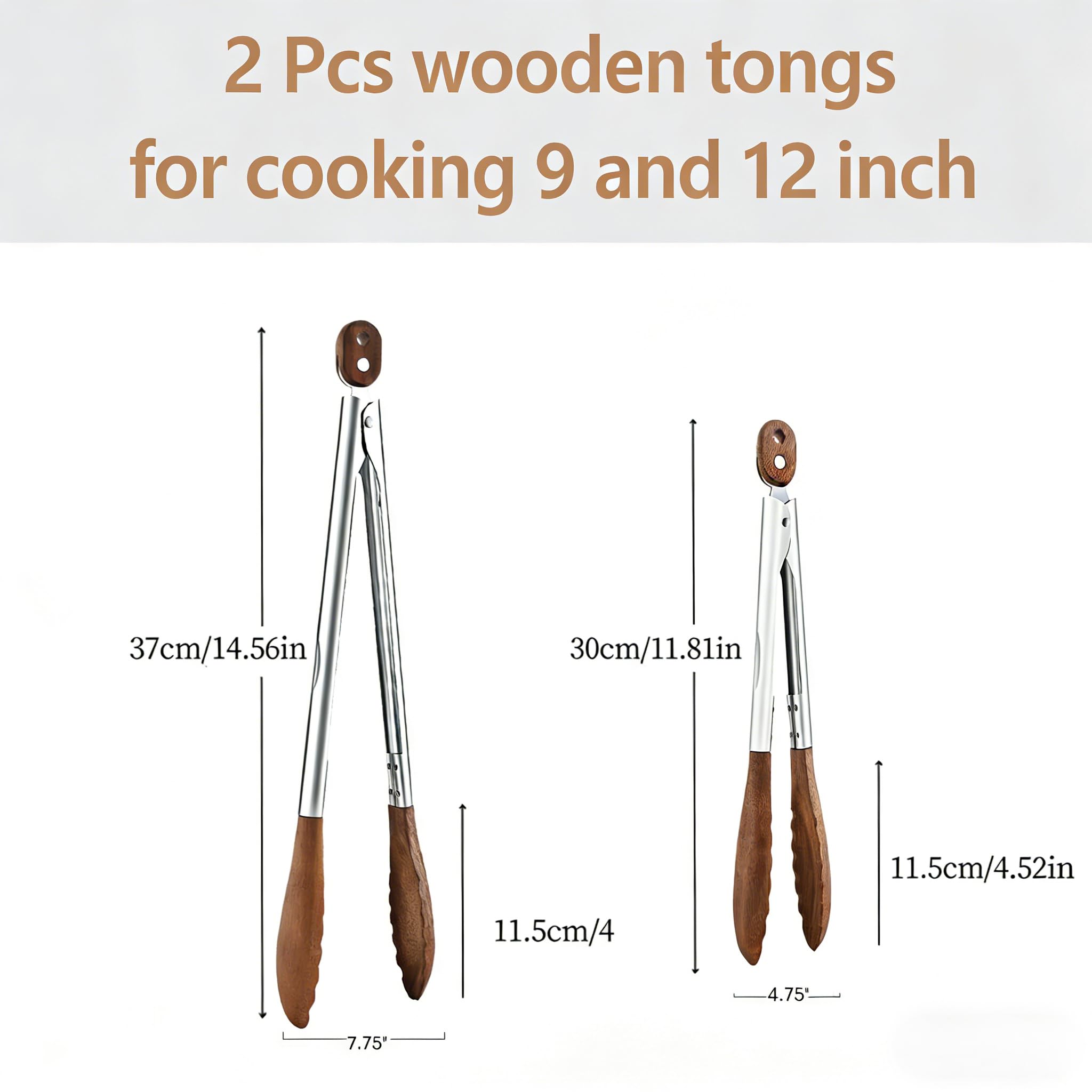 Micyples 12-inch wooden tongs extend reach for grilling