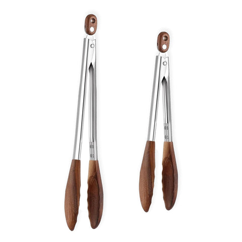 Micyples wooden tongs 9-inch for safe flipping on non-stick pans