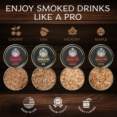 Oak wood chips from Middleton Mixology offer versatile smoke flavor.