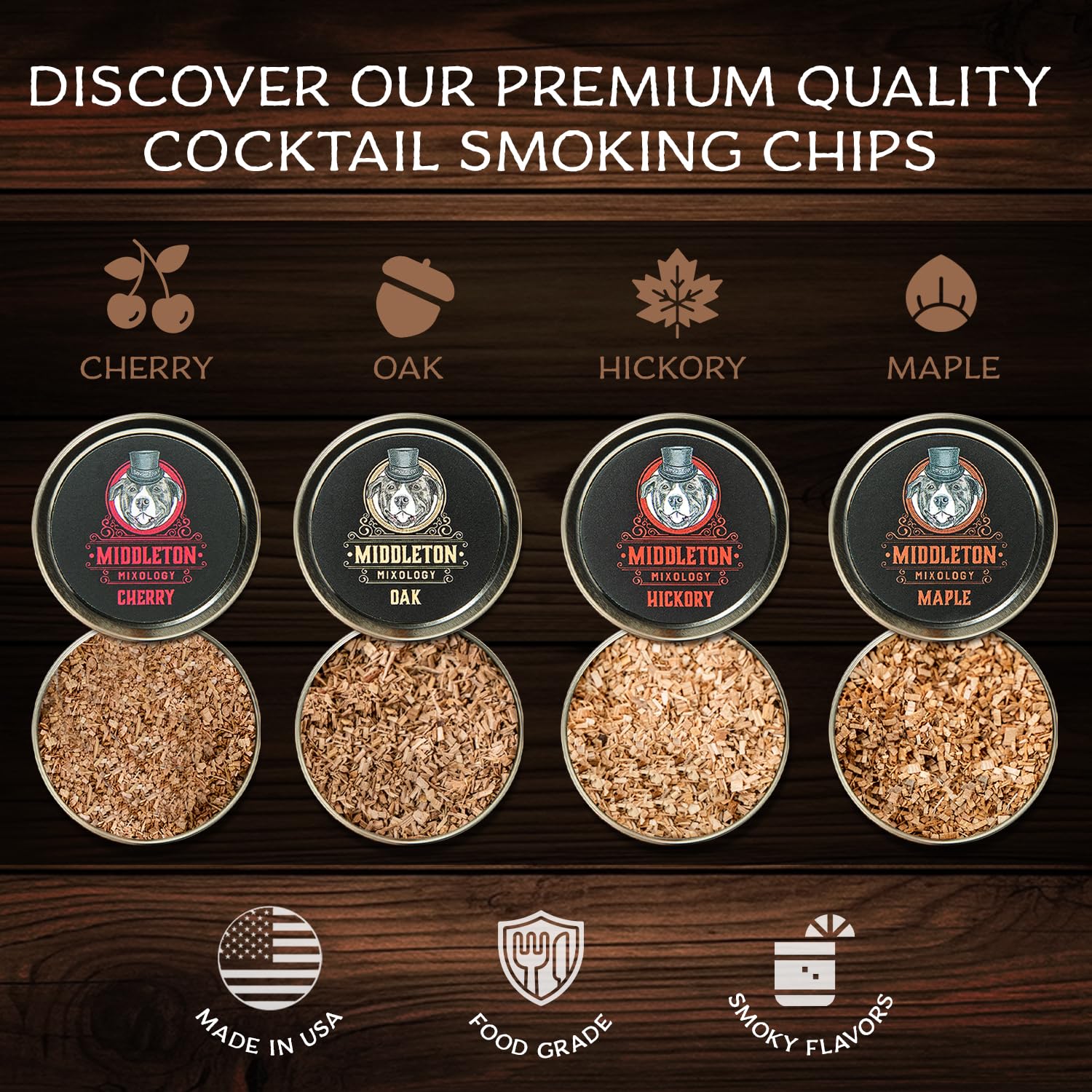 Middleton Mixology SmokeTop Oak chips add subtle vanilla toast to drinks