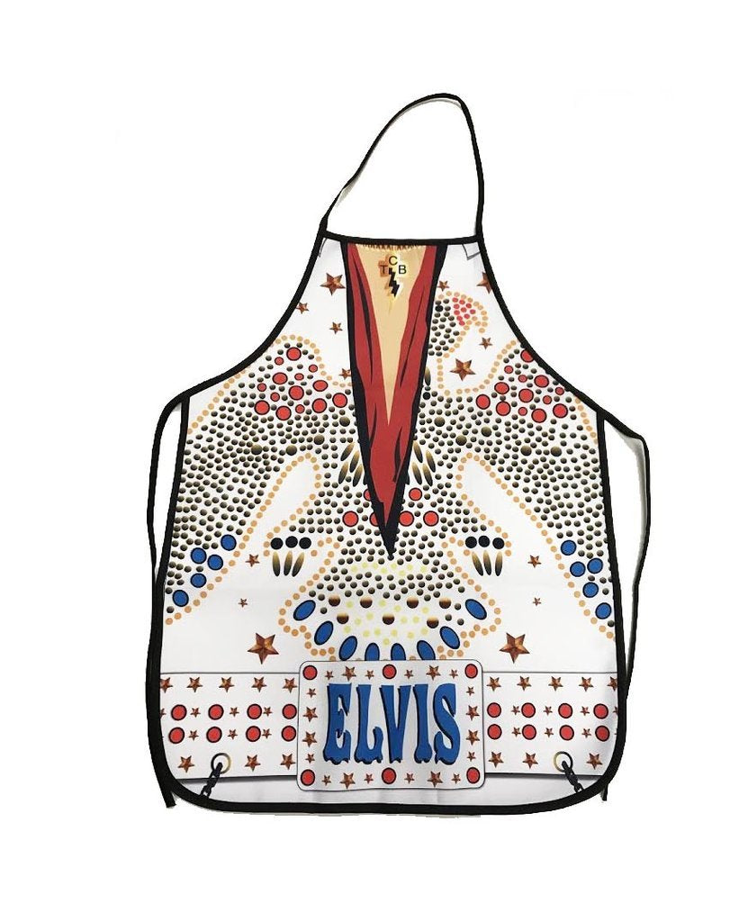 Midsouth Elvis apron back view showcases licensed collectible design.