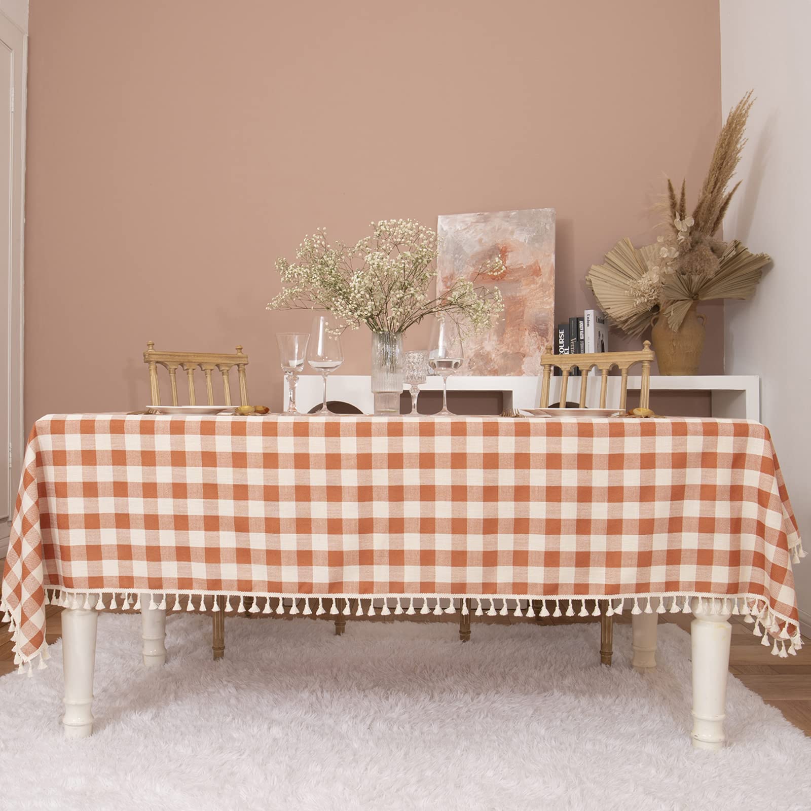 Rectangle 55x70 tablecloth sized for tables seating 4-6 guests.