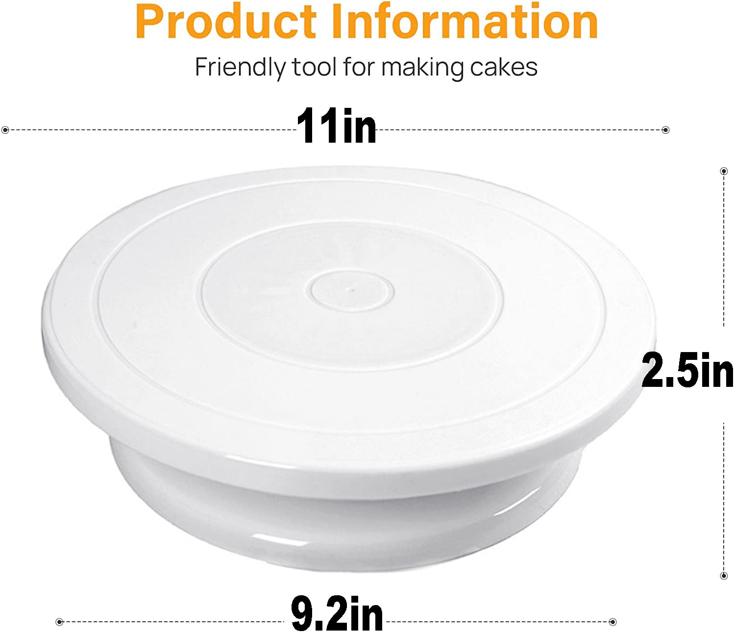 Miecux cake turntable rotates in both directions for versatile decorating.