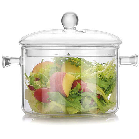 Miecux Glass Saucepan with Cover, 1.5L, clear view for precise simmering.