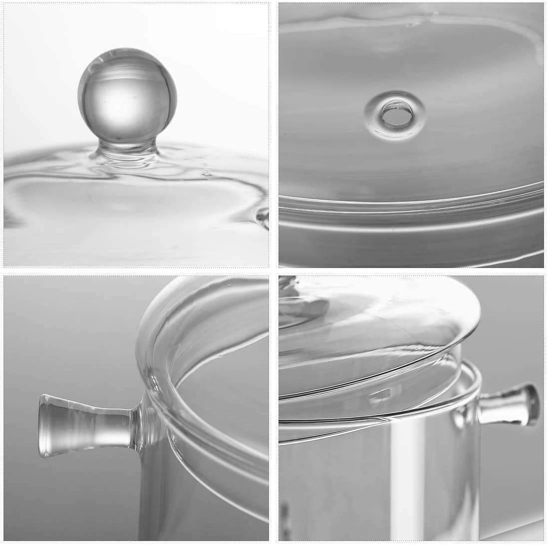Miecux Glass Saucepan side view highlighting ergonomic handle design.