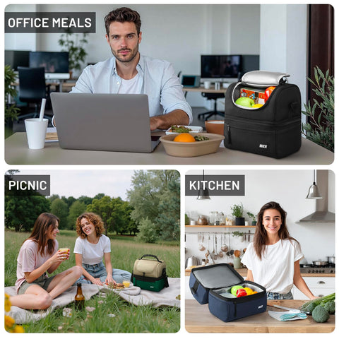 MIER large black lunch tote shows versatile design