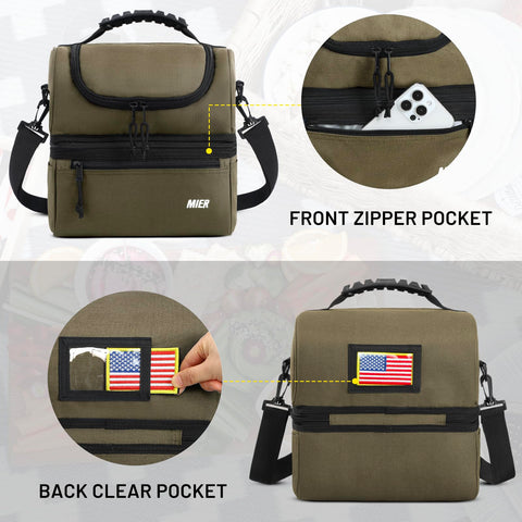 MIER Adult Lunch Box front zipper pocket for utensils and napkins
