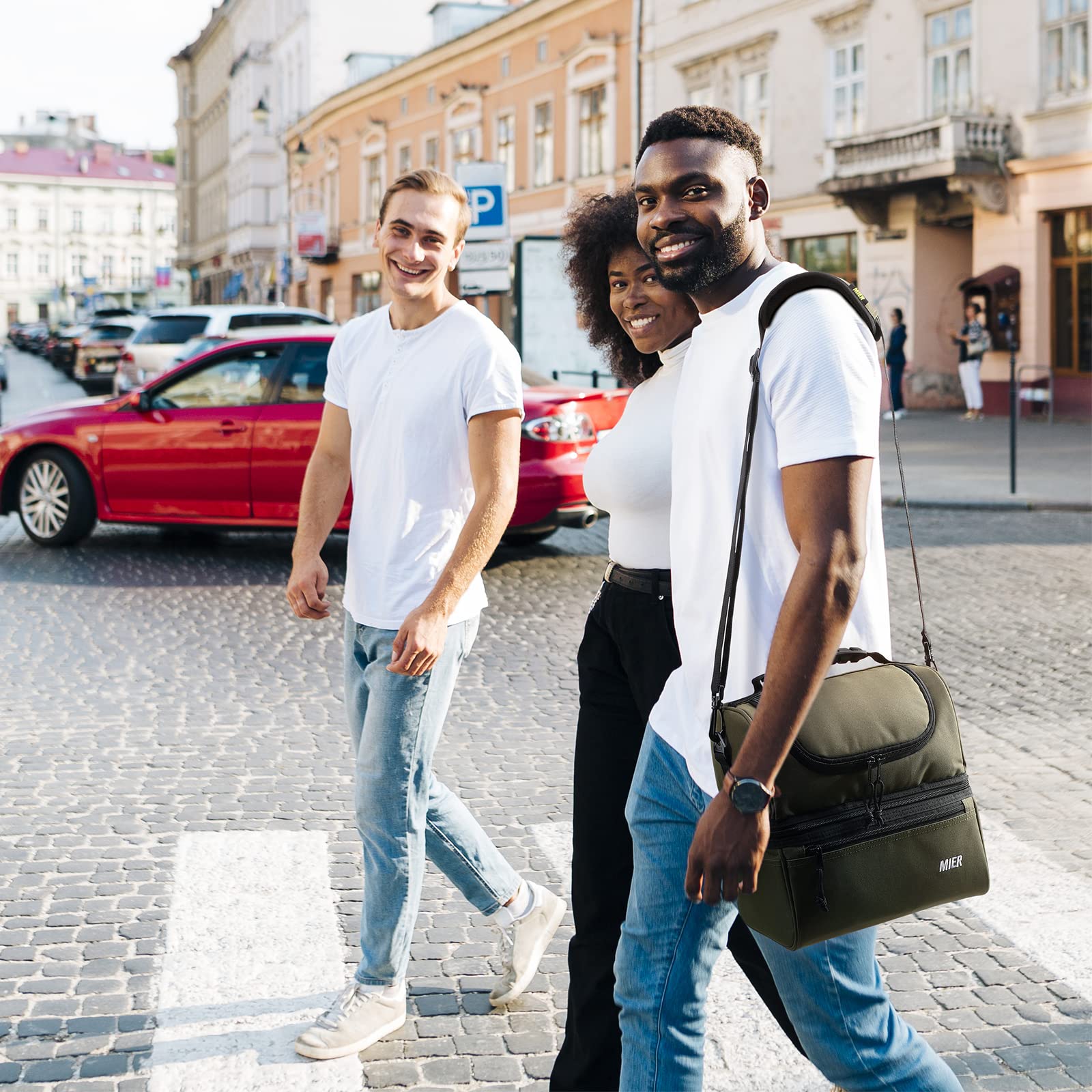 MIER Adult Lunch Box large capacity in Army Green for meals and drinks