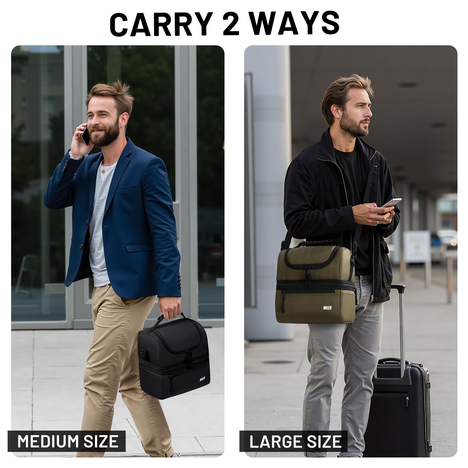 MIER Adult Lunch Box side pockets for keys or cards