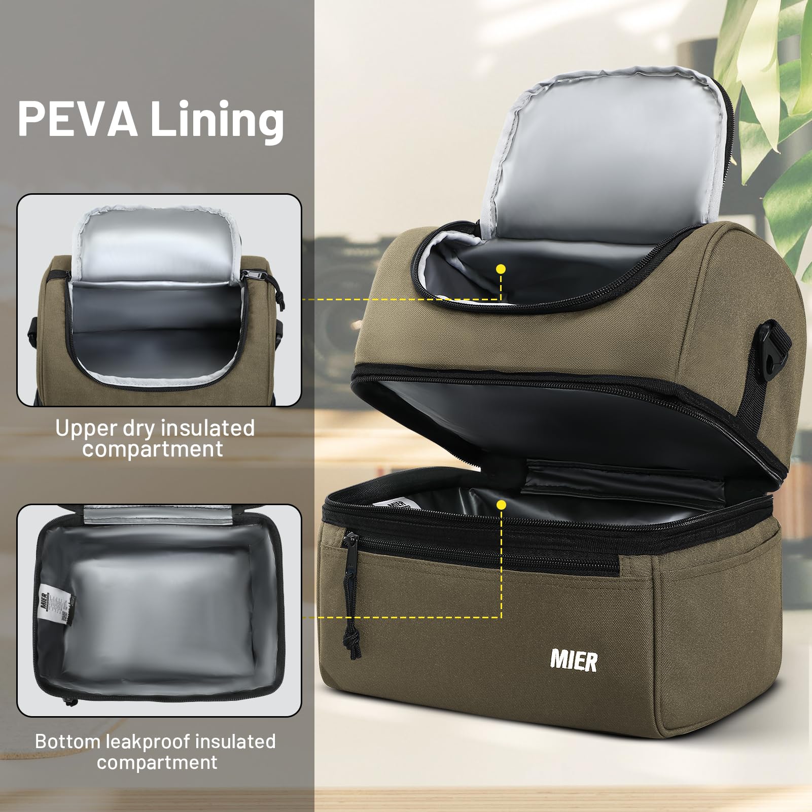 MIER Adult Lunch Box silicone handle design for secure grip