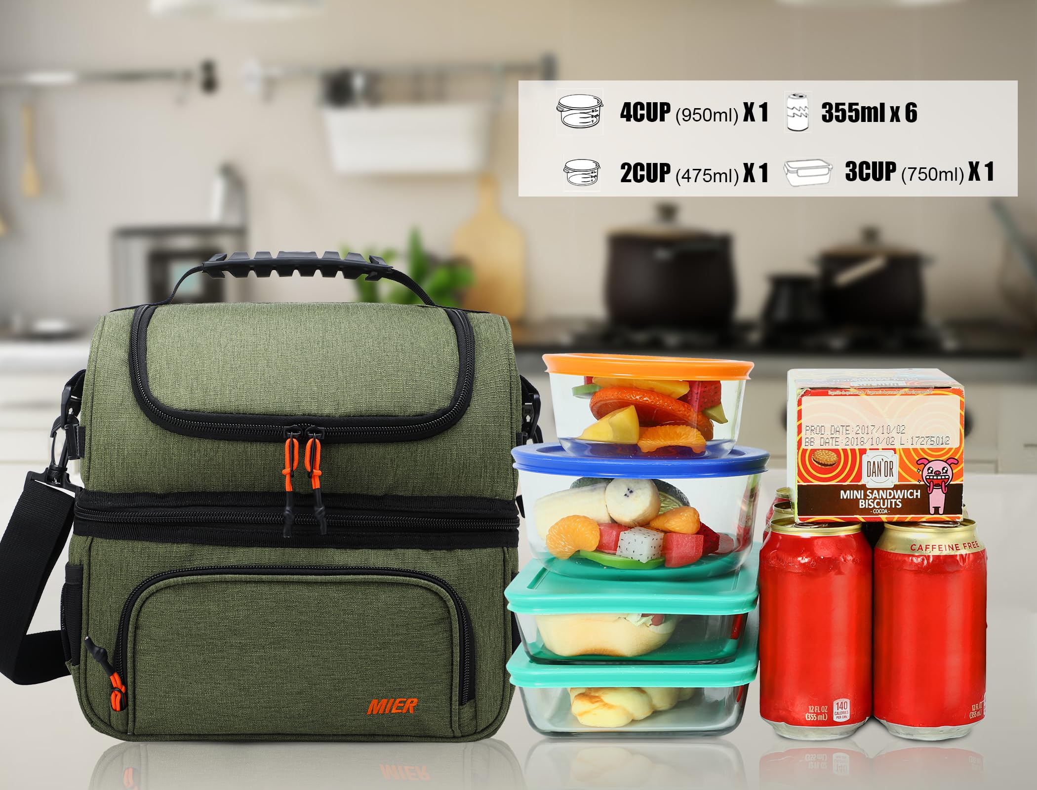 MIER dual-compartment lunch bag in-use outdoor setting demonstrates versatile daily use.