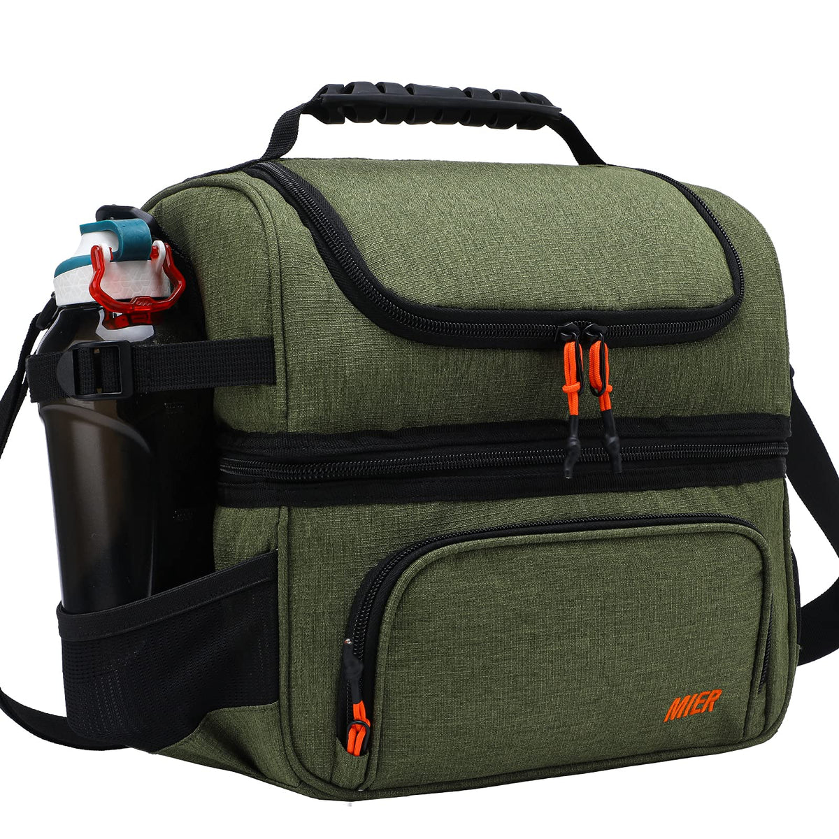 MIER dual-compartment lunch bag top dry section keeps snacks organized for easy access.