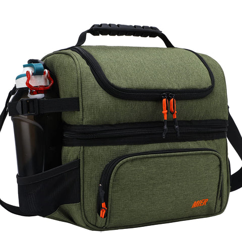 MIER dual-compartment lunch bag top dry section keeps snacks organized for easy access.