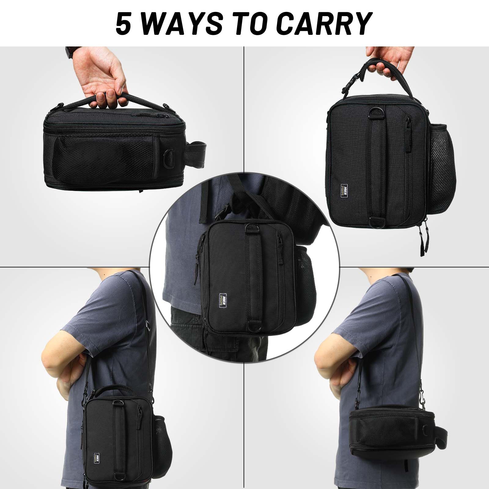 MIER bag with shoulder strap offers hands free transport.