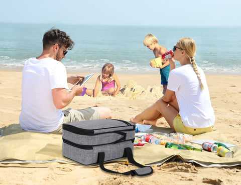 MIER insulated double casserole carrier expandable mid-zipper adapts to larger or smaller dishes