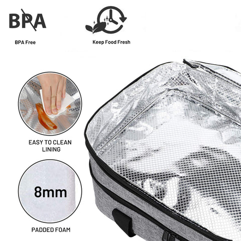 MIER insulated double casserole carrier exterior pocket stores utensils and napkins for serving