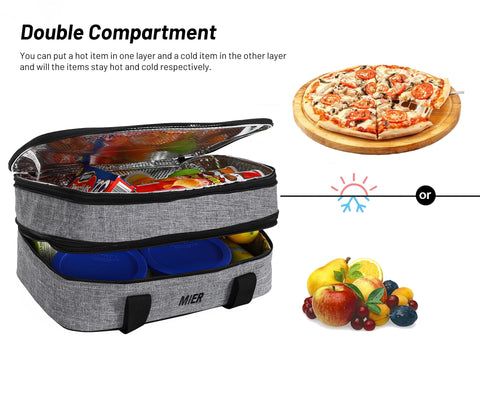 MIER insulated double casserole carrier interior lining with aluminum foil preserves temperature