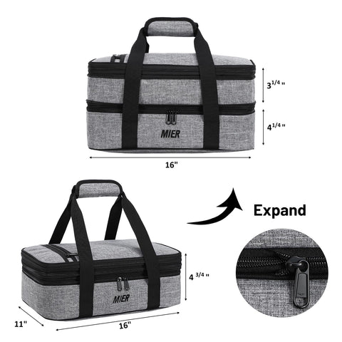 MIER insulated double casserole carrier padded handles ease transport during outings
