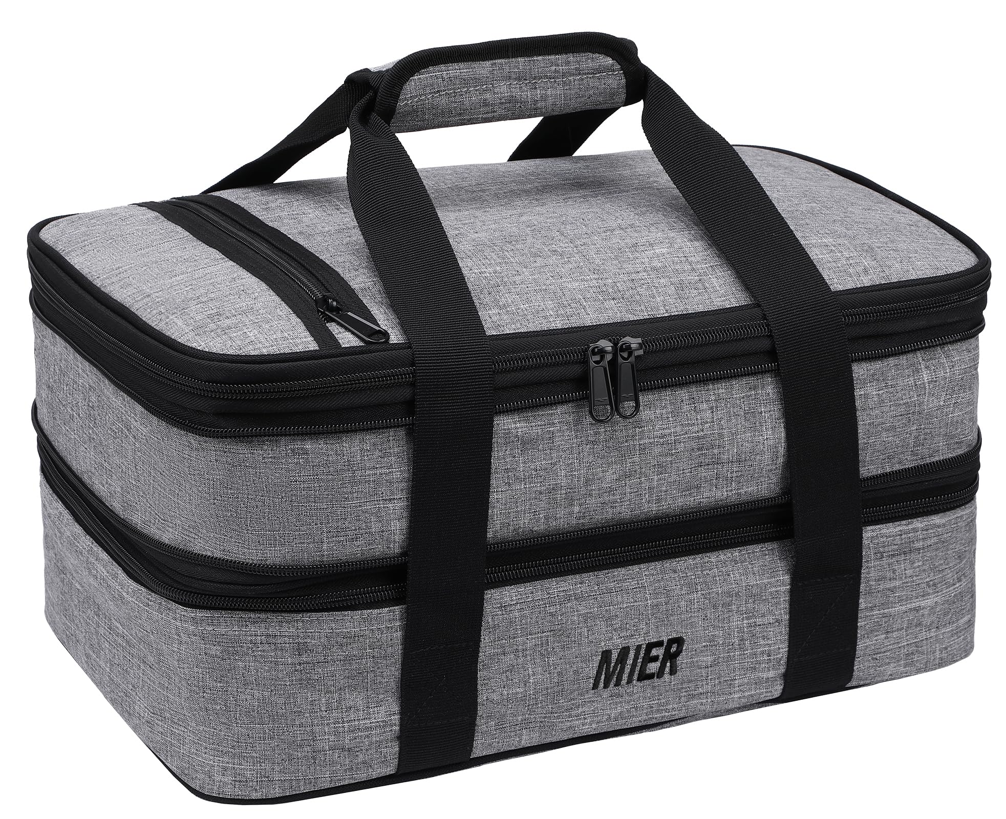 MIER insulated double casserole carrier top compartment keeps dishes organized for potlucks