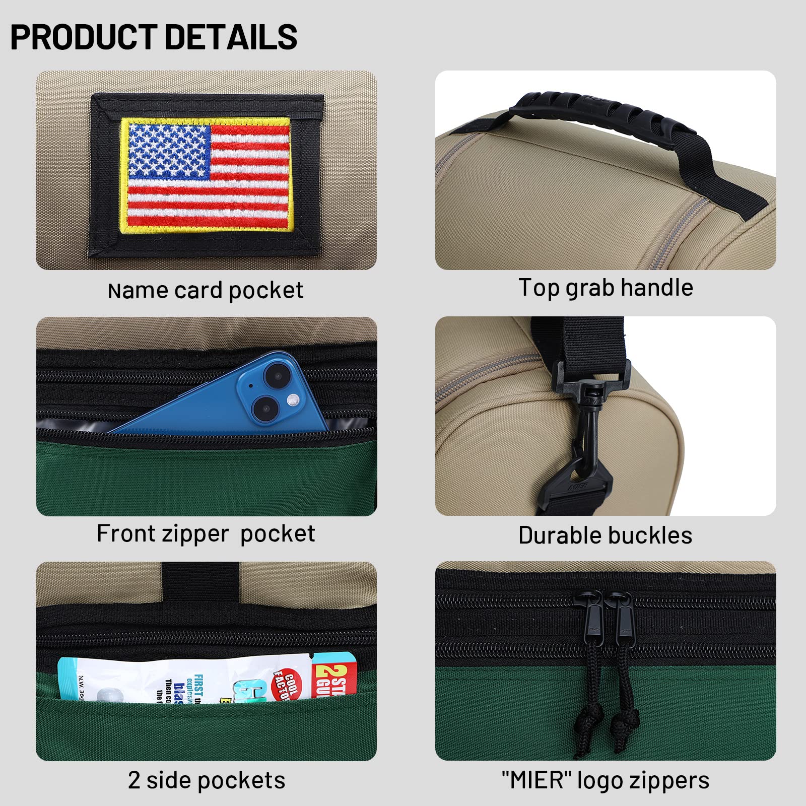 MIER adjustable shoulder strap demonstrates comfortable hands-free carrying