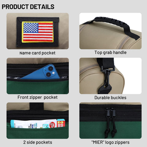 MIER adjustable shoulder strap demonstrates comfortable hands-free carrying