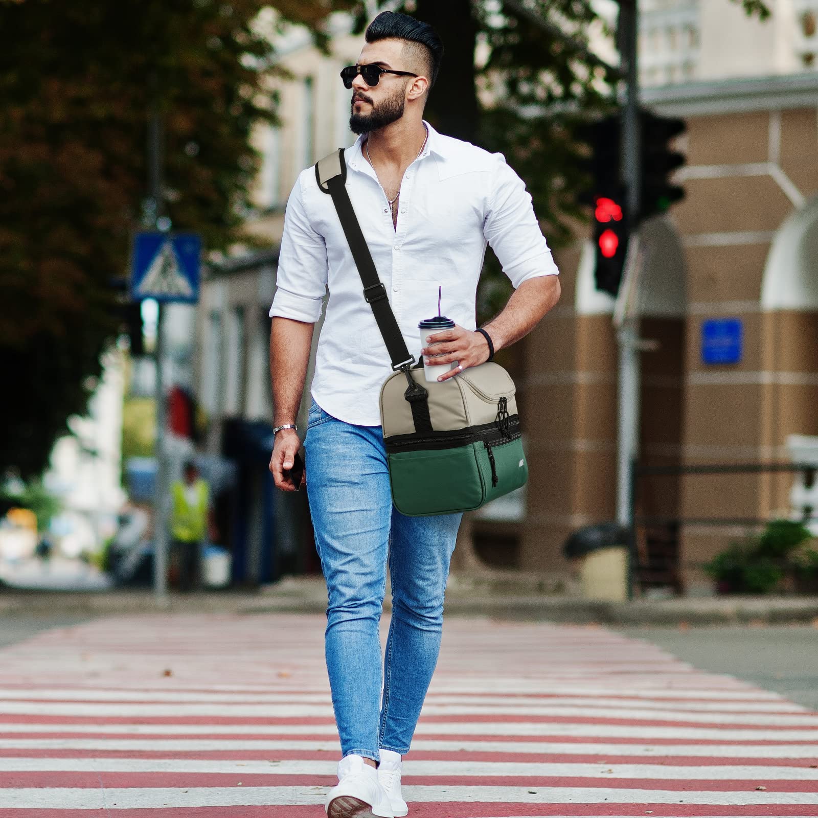 MIER lunch bag side pocket stores keys or small snacks