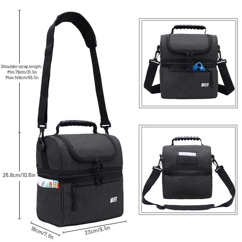 MIER lunch bag bottom cold compartment keeps drinks cool for hours
