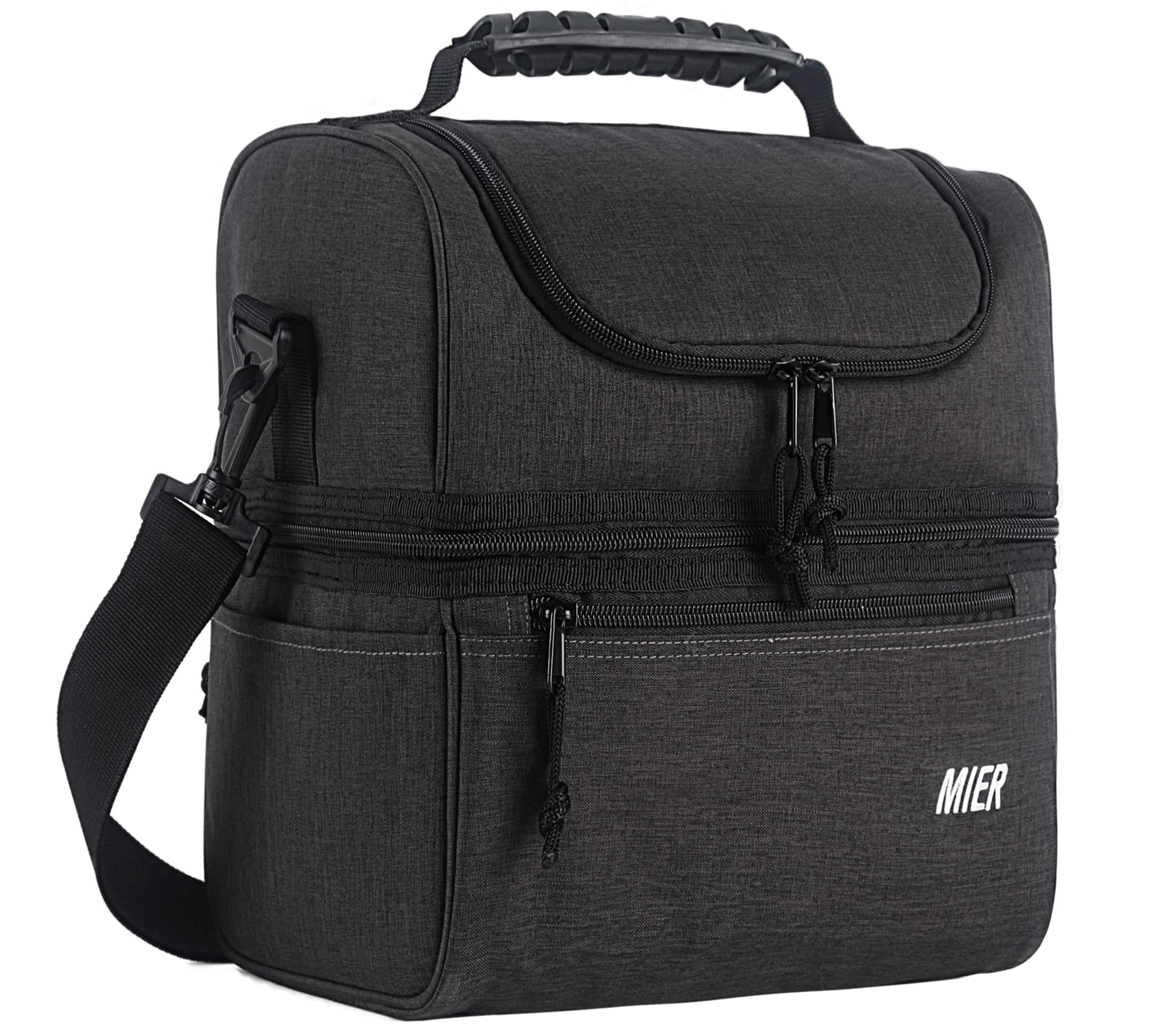 MIER two-compartment lunch bag top dry opening for quick snack access