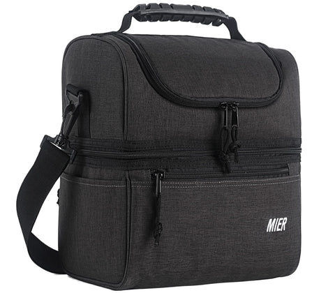 MIER two-compartment lunch bag top dry opening for quick snack access