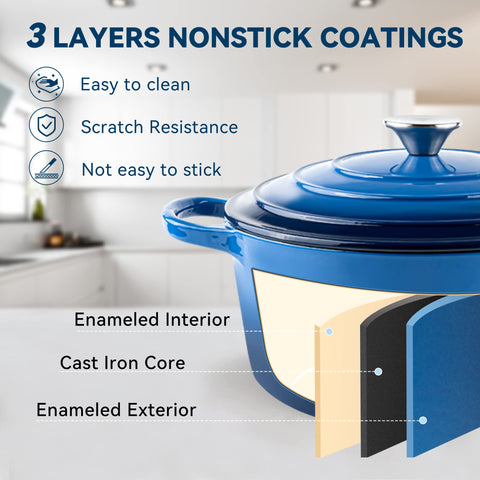 Miereirl Dutch oven interior view highlighting non-stick coating and rich color.