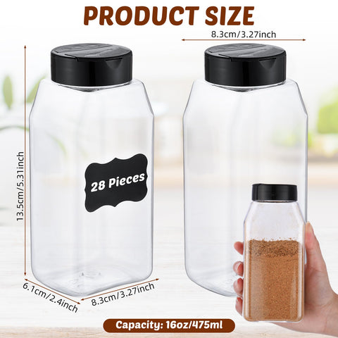 Mifoci square spice bottles with black caps keep spices fresh and easy to identify