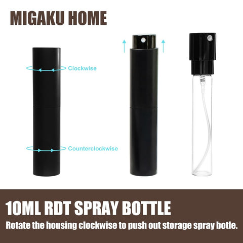 Migaku Home rust-proof aluminum-glass bottle shown with clear labeling