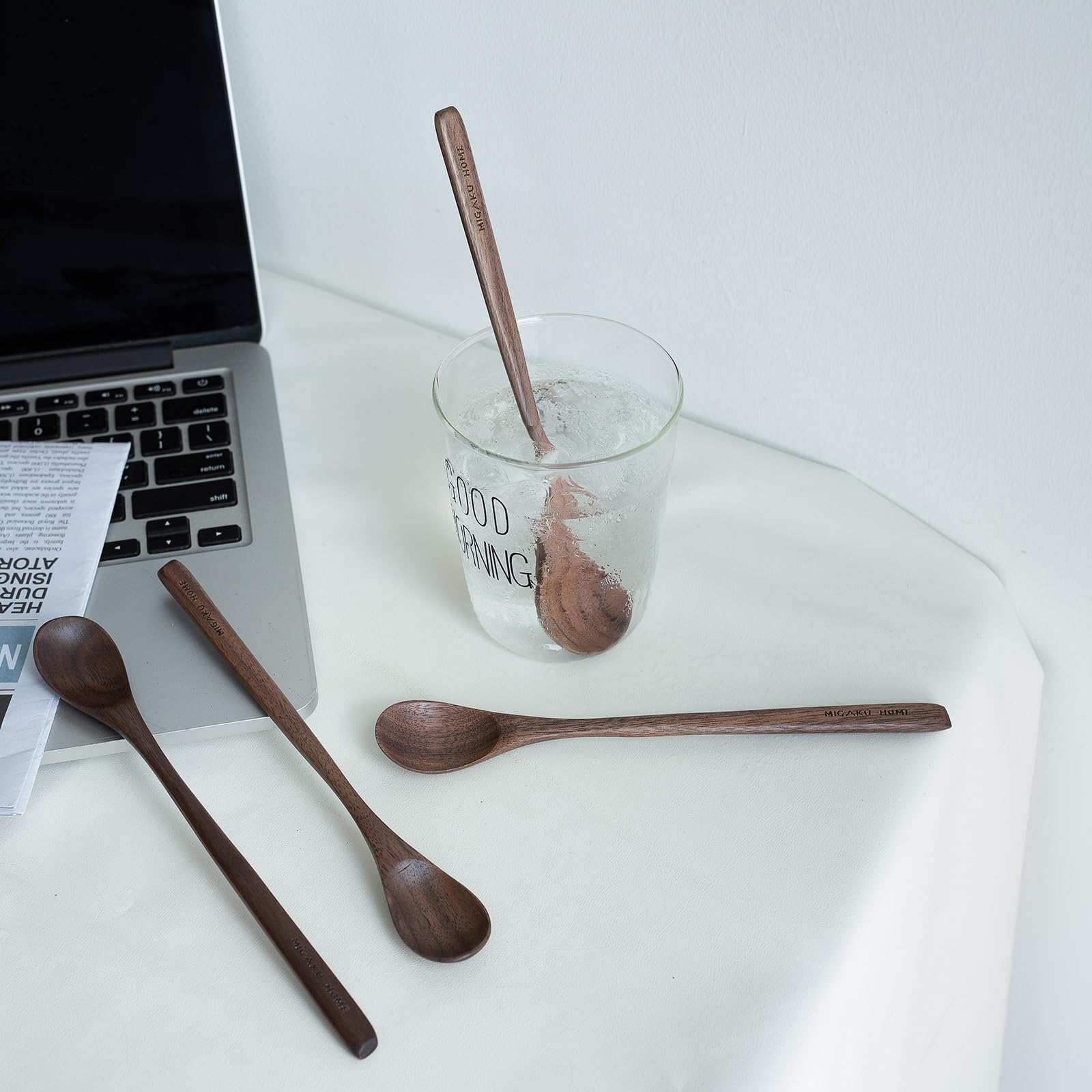 MIGAKU HOME Black Walnut dining scene with spoons for coffee and desserts