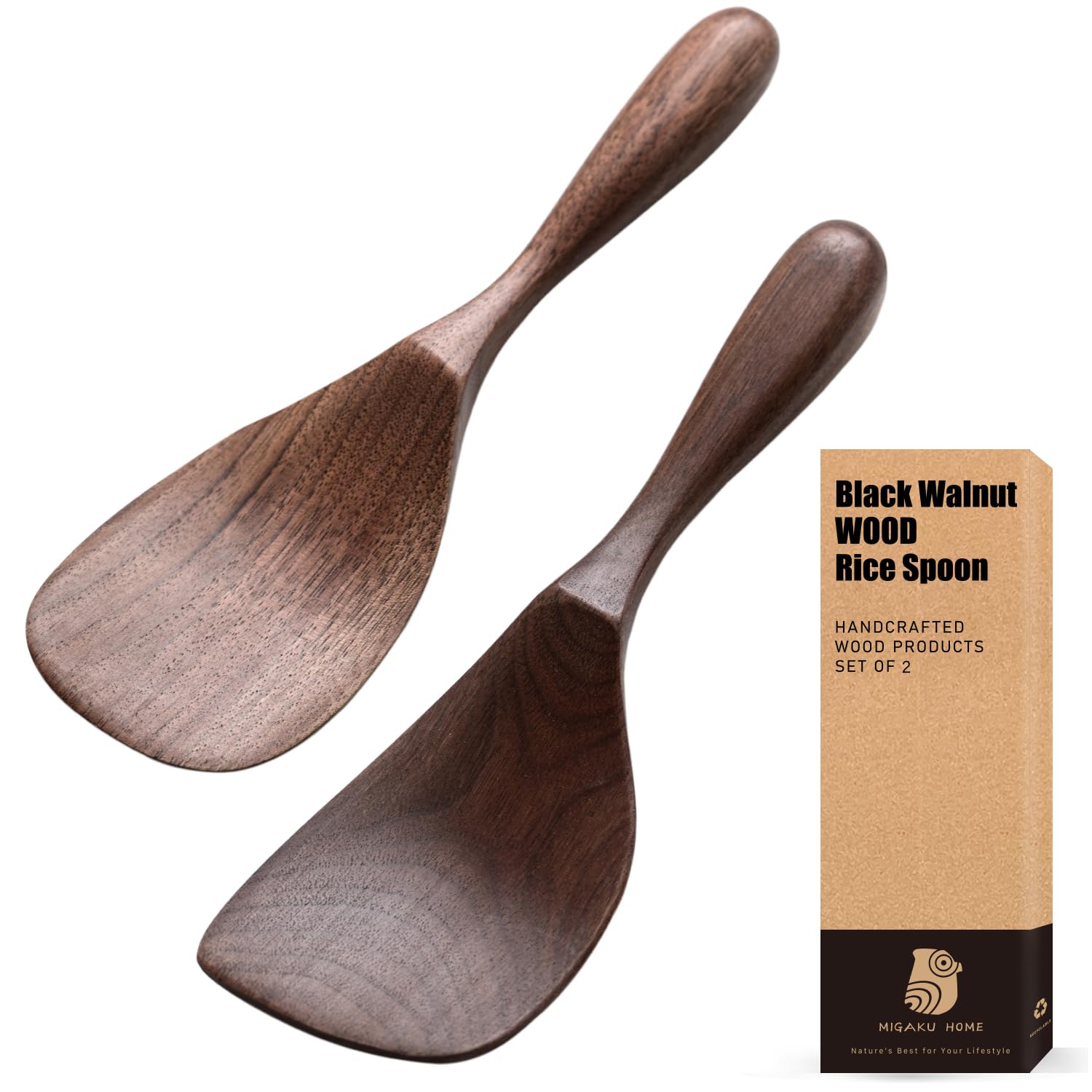 MIGAKU HOME black walnut flat spoon for precise stirring and serving.