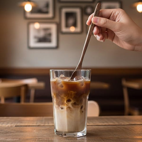 MIGAKU HOME Black Walnut long spoon for tall mugs and generous scoops