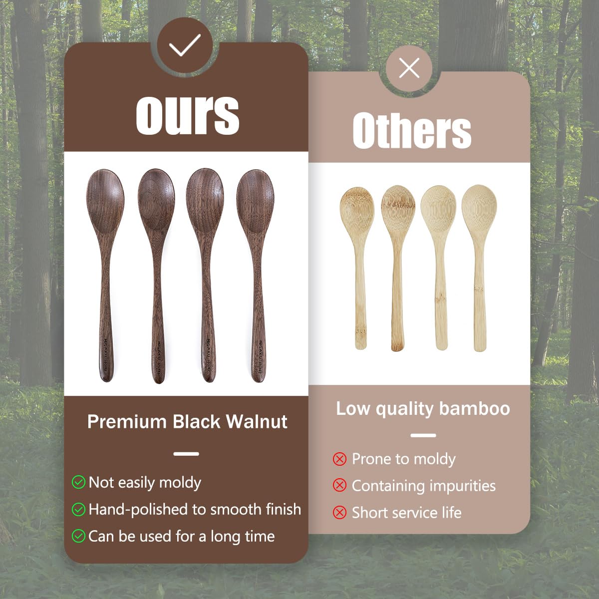 Migaku Home wood spoons compatible with coffee and cappuccino foam