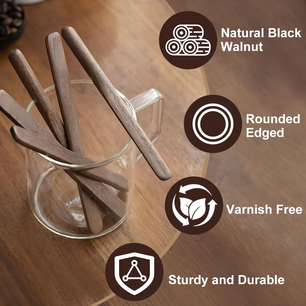 MIGAKU HOME black walnut stirrers ideal for tea and milk mixing