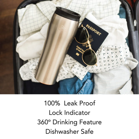 Mighty Mug 360-degree leakproof lid lets you sip from any angle confidently.