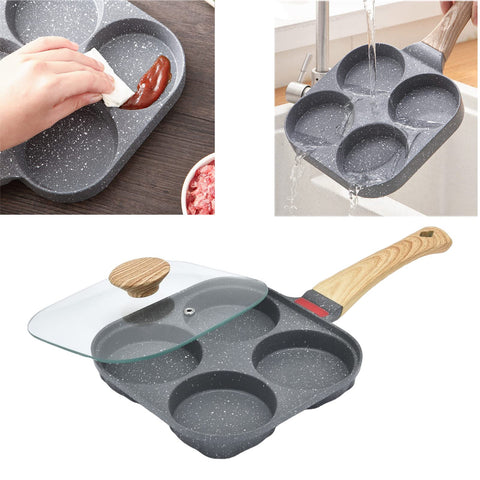 MIHUNTER 4-cup egg pan design with four compartments for batch cooking.