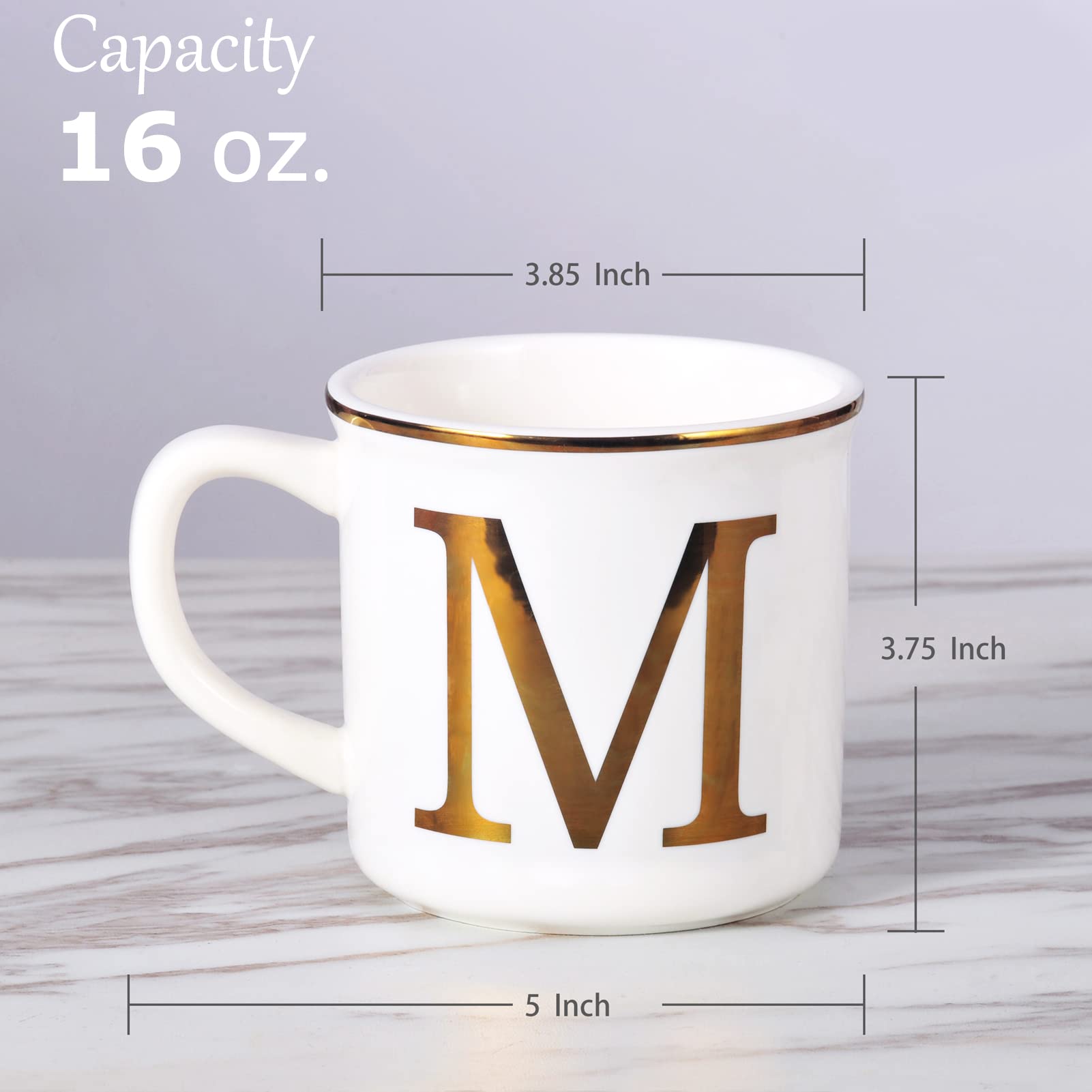Miicol ceramic mug 16 oz monogram back showing symmetrical initials