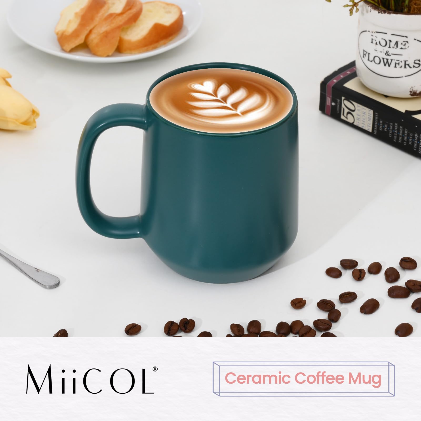 Miicol ceramic mug close-up on the handle and glaze.