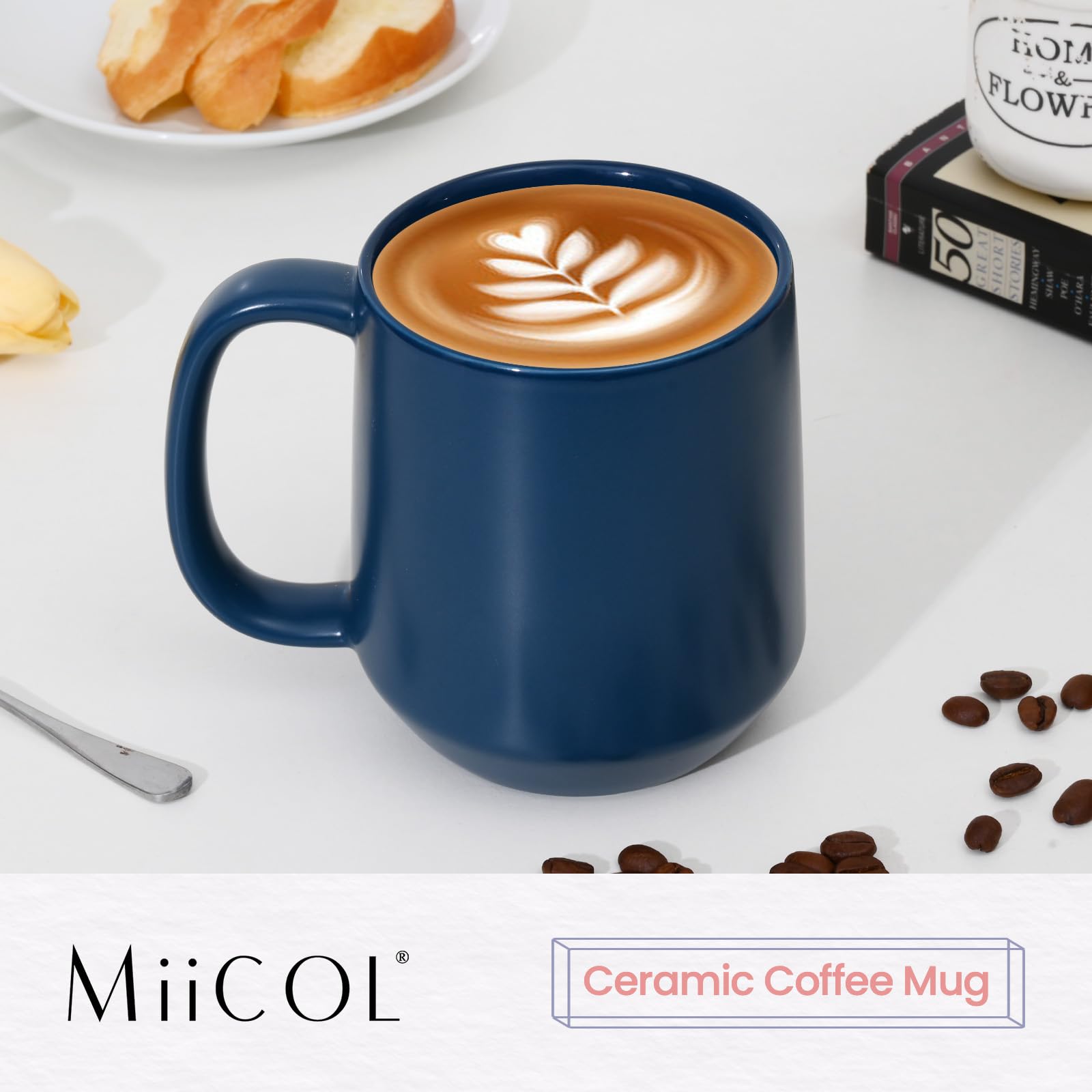 Miicol coffee mug wide handle provides a comfortable grip during long sips.